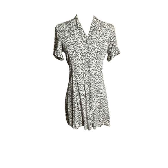 AllSaints Fay Lep Leopard Animal Print Button Mini Flutter Sleeve Dress Size XS - Picture 4 of 8